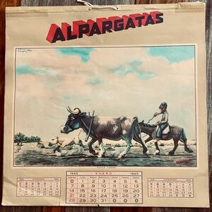 1945 Alpargatas Wall Calendar w/ Graphics by F. Molina Campos